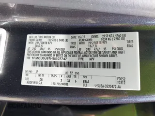 2017 Ford Escape Titanium with VIN 1FMCU0J97HUE07747, listed as a IAAI auction lot 41977788 with 104,560 mi miles. Bid and sale history available at carsss.com. Image 9.