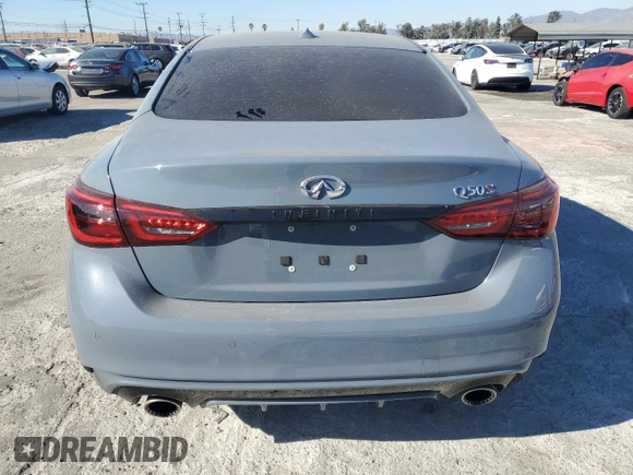 2023 Infiniti Q50 Red Sport 400 with VIN JN1FV7DP3PM570348, listed as a Copart auction lot 80996414 with 35,011 mi miles and Salvage Title. Bid and sale history available at DreamBid. Image 6.