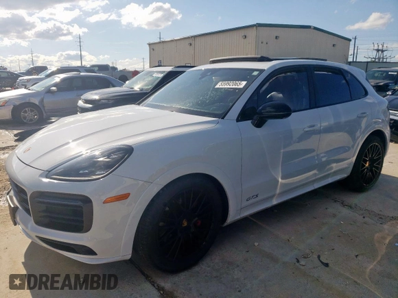 2021 Porsche Cayenne GTS with VIN WP1AG2AY0MDA34145, listed as a Copart auction lot 55992065 with Not provided miles and Salvage title. Bid and sale history available at DreamBid. Image 1.