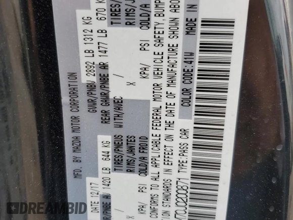 2018 Mazda MX-5 Miata Grand Touring with VIN JM1NDAM70J0200871, listed as a Copart auction lot 51517585 with 80,295 mi miles and Salvage title. Bid and sale history available at DreamBid. Image 14.