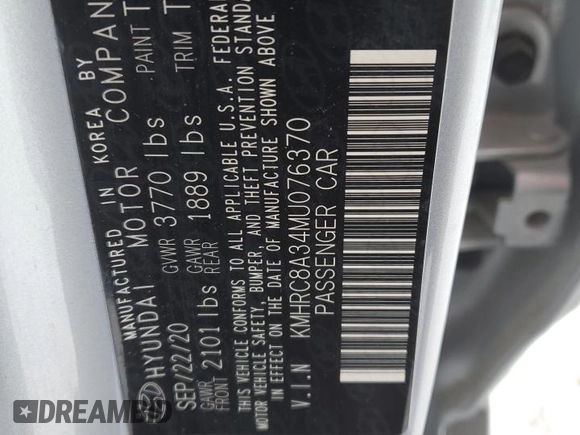2021 Hyundai Venue SEL with VIN KMHRC8A34MU076370, listed as a Copart auction lot 46057825 with 9,271 mi miles and Non Repairable. Bid and sale history available at carsss.com. Image 12.