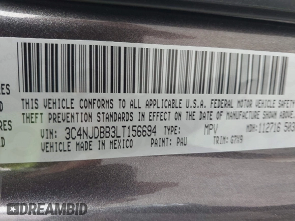 2020 Jeep Compass Latitude с VIN 3C4NJDBB3LT156694, выставлен на аукционе IAAI как лот 42209956 с пробегом 72 519 миль миль и . История ставок и продаж доступна на DreamBid. Изображение 9.