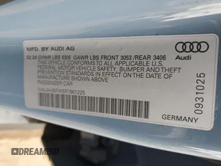 2024 Audi RS e-tron GT z VIN WAUAHBFW5R7901225, wystawiony jako Copart lot #53719655 z przebiegiem Nie podano mil oraz Szkoda całkowita • Salvage title. Historia ofert i sprzedaży dostępna na DreamBid. Obrazek 12.