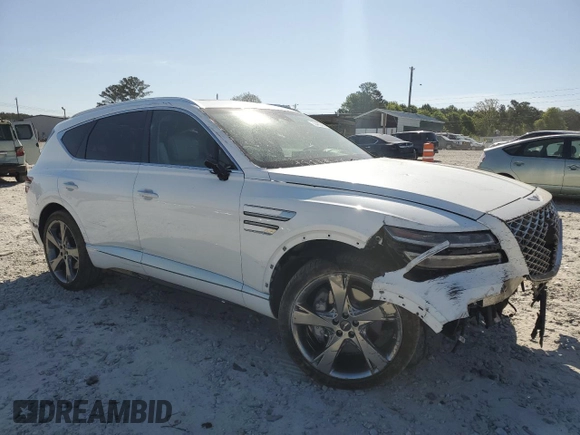 2023 Genesis GV80 with VIN KMUHCESC7PU110011, listed as a Copart auction lot 53480885 with 8,542 mi miles and Salvage title. Bid and sale history available at DreamBid. Image 4.