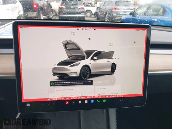 2022 Tesla Model Y Long Range with VIN 7SAYGDEE6NF461788, listed as a IAAI auction lot 41697064 with 34,034 mi miles and . Bid and sale history available at carsss.com. Image 17.