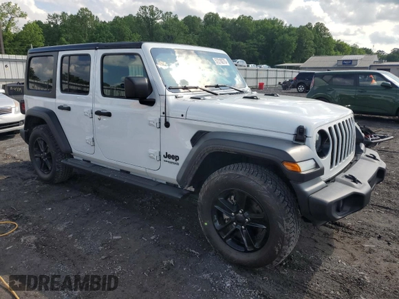 2021 Jeep Wrangler Unlimited Sport S with VIN 1C4HJXDG3MW583165, listed as a Copart auction lot 57218275 with 74,353 mi miles and Salvage title. Bid and sale history available at DreamBid. Image 4.
