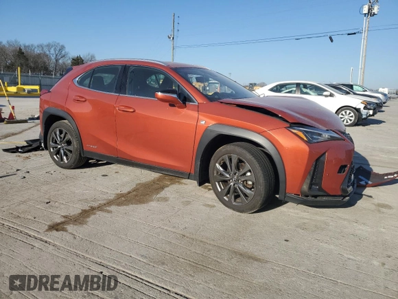 2020 Lexus UX 250h F Sport with VIN JTHR9JBH9L2024777, listed as a Copart auction lot 48726805 with 34,462 mi miles and Salvage title. Bid and sale history available at DreamBid. Image 4.