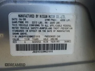 2008 Infiniti G35 with VIN JNKBV61E08M221916, listed as a Copart auction lot 79521034 with Not Provided miles and Salvage Title. Bid and sale history available at DreamBid. Image 15.