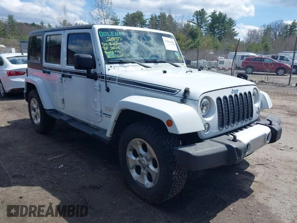 2015 Jeep Wrangler Unlimited Sahara with VIN 1C4HJWEG6FL556460, listed as a IAAI auction lot 42066648 with 54,747 mi miles. Bid and sale history available at carsss.com. Image 1.