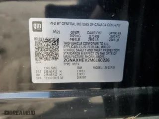 2021 Chevrolet Equinox LS with VIN 2GNAXHEV2M6160226, listed as a Copart auction lot 47630795 with 0 mi miles and Salvage Title. Bid and sale history available at carsss.com. Image 13.