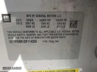2013 Chevrolet Malibu ECO with VIN 1G11F5RR1DF114358, listed as a IAAI auction lot 41660234 with 136,804 mi miles. Bid and sale history available at carsss.com. Image 9.