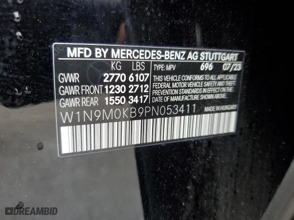 2023 Mercedes-Benz EQB with VIN W1N9M0KB9PN053411, listed as a Copart auction lot 86200964 with 17,011 mi miles and Salvage Title. Bid and sale history available at carsss.com. Image 12.