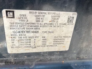 2017 Chevrolet Silverado 3500HD High Country with VIN 1GC4K1EY7HF240428, listed as a Copart auction lot 56524595 with Not Provided miles and Clean Title. Bid and sale history available at DreamBid. Image 10.