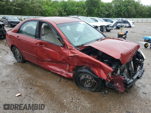 2008 Kia Spectra EX with VIN KNAFE122685584092, listed as a Copart auction lot 55140615 with 217,131 mi miles and Salvage title. Bid and sale history available at DreamBid. Image 4.