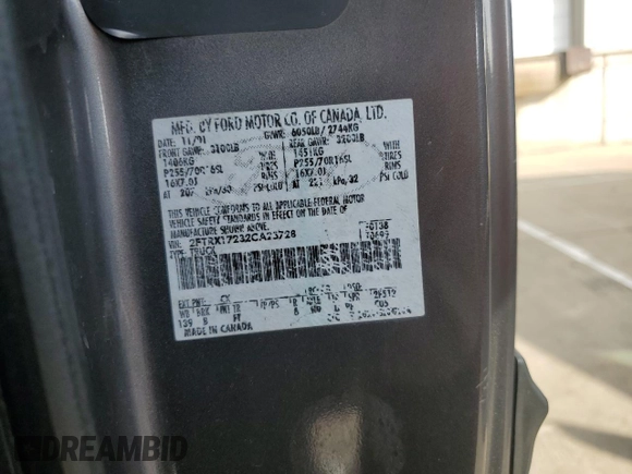 2002 Ford F-150 XL with VIN 2FTRX17232CA25728, listed as a Copart auction lot 54478365 with Not provided miles and Salvage title. Bid and sale history available at DreamBid. Image 12.