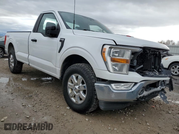 2021 Ford F-150 XL with VIN 1FTMF1EP8MKE68354, listed as a Copart auction lot 84733944 with 97,313 mi miles and Salvage title. Bid and sale history available at DreamBid. Image 4.