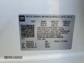 2023 GMC Terrain SLT with VIN 3GKALVEG0PL138041, listed as a Copart auction lot 52721145 with 33,451 mi miles and Salvage title. Bid and sale history available at DreamBid. Image 15.