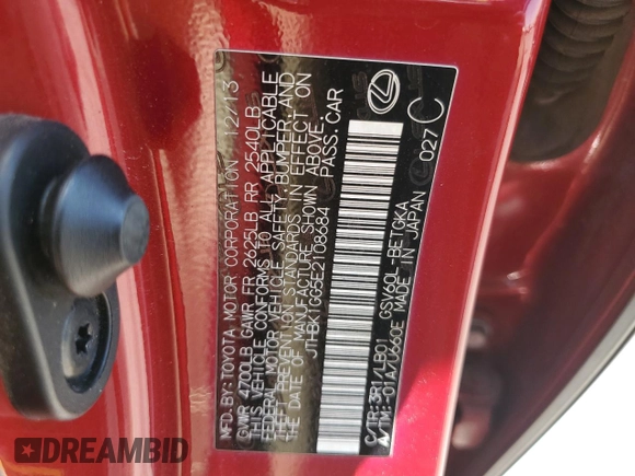 2014 Lexus ES 330 with VIN JTHBK1GG5E2108684, listed as a Copart auction lot 58097155 with 171,538 mi miles and Salvage title. Bid and sale history available at DreamBid. Image 12.