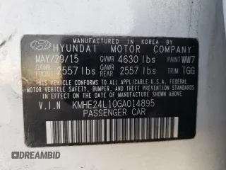 2016 Hyundai Sonata Hybrid SE with VIN KMHE24L10GA014895, listed as a Copart auction lot 72613852 with 69,811 mi miles. Bid and sale history available at carsss.com. Image 15.