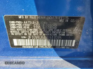 2011 Subaru Impreza Sedan WRX WRX STI with VIN JF1GV8J64BL517035, listed as a Copart auction lot 42957405 with 119,285 mi miles and Clean Title. Bid and sale history available at carsss.com. Image 12.