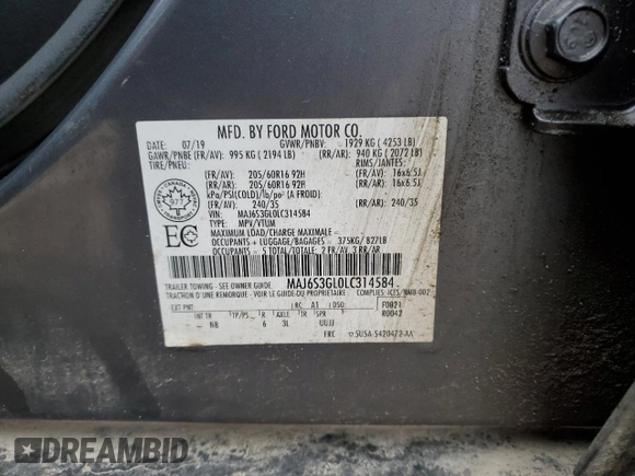 2020 Ford EcoSport SE z VIN MAJ6S3GL0LC314584, wystawiony jako Copart lot #52031655 z przebiegiem 77 125 mil mil oraz Szkoda całkowita • Salvage title. Historia ofert i sprzedaży dostępna na DreamBid. Obrazek 14.