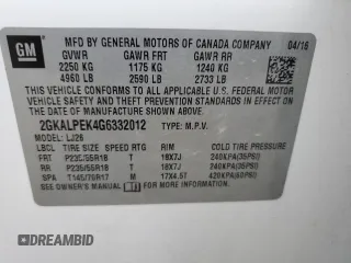 2016 GMC Terrain SLT z VIN 2GKALPEK4G6332012, wystawiony jako Copart lot #50376835 z przebiegiem 109 580 mil mil oraz Szkoda całkowita • Salvage title. Historia ofert i sprzedaży dostępna na DreamBid. Obrazek 13.