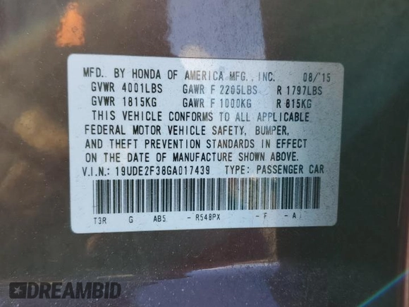 2016 Acura ILX with VIN 19UDE2F38GA017439, listed as a Copart auction lot 89203435 with 125,010 mi miles and Salvage Title. Bid and sale history available at carsss.com. Image 13.