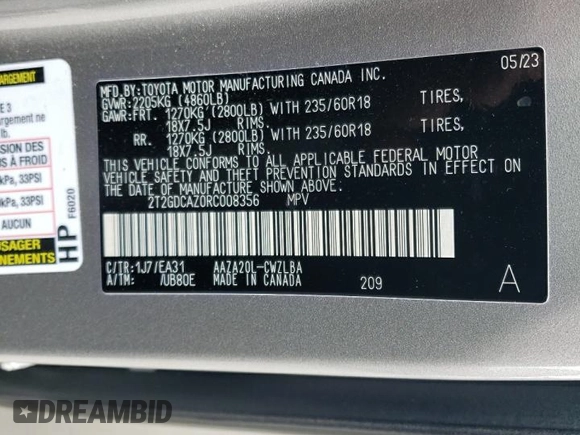 2024 Lexus NX 250 Premium с VIN 2T2GDCAZ0RC008356, выставлен на аукционе Copart как лот 87686115 с пробегом 23 050 миль миль и Списание • Salvage title. История ставок и продаж доступна на DreamBid. Изображение 16.