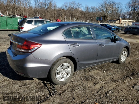 2014 Honda Civic Sedan LX with VIN 2HGFB2F55EH506012, listed as a Copart auction lot 45542855 with 186,712 mi miles and Salvage Title. Bid and sale history available at carsss.com. Image 3.