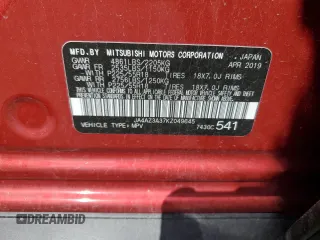 2019 Mitsubishi Outlander ES with VIN JA4AZ3A37KZ049645, listed as a Copart auction lot 63294975 with 65,169 mi miles and Salvage title. Bid and sale history available at DreamBid. Image 13.