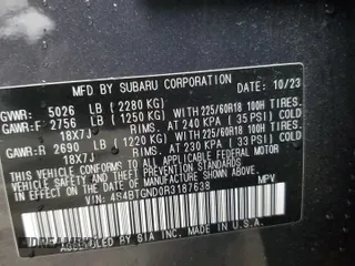 2024 Subaru Outback Limited XT with VIN 4S4BTGND0R3187638, listed as a Copart auction lot 62987435 with 27,312 mi miles and Salvage title. Bid and sale history available at DreamBid. Image 14.