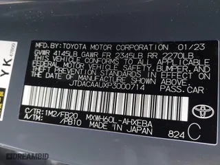 2023 Toyota Prius LE with VIN JTDACAAUXP3000714, listed as a IAAI auction lot 41486696 with 39,634 mi miles. Bid and sale history available at carsss.com. Image 9.