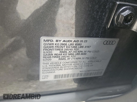 2023 Audi Q7 Premium Plus z VIN WA1LCBF71PD023112, wystawiony jako Copart lot #56709605 z przebiegiem 15 683 mil mil oraz Nie do naprawy • Non repairable. Historia ofert i sprzedaży dostępna na DreamBid. Obrazek 13.