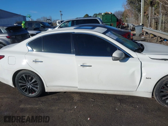 2018 Infiniti Q50 3.0t LUXE with VIN JN1EV7AP2JM590470, listed as a IAAI auction lot 41439162 with 155,029 mi miles. Bid and sale history available at carsss.com. Image 14.