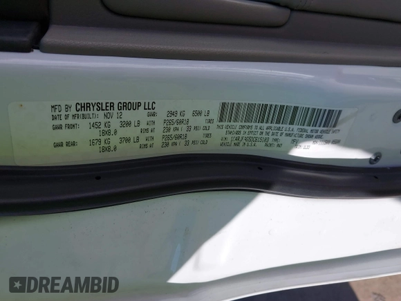 2013 Jeep Grand Cherokee Laredo with VIN 1C4RJFAG5DC615103, listed as a IAAI auction lot 41797862 with 117,450 mi miles. Bid and sale history available at carsss.com. Image 9.