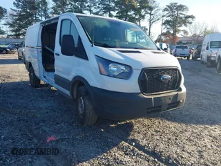 2024 Ford Transit Cargo with VIN 1FTYE1Y83RKA07711, listed as a IAAI auction lot 41768067 with 22,587 mi miles. Bid and sale history available at carsss.com. Image 1.