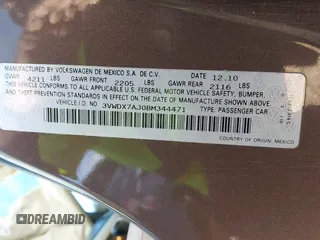 2011 Volkswagen Jetta SE с VIN 3VWDX7AJ0BM344471, выставлен на аукционе IAAI как лот 42307475 с пробегом 217 998 миль миль и . История ставок и продаж доступна на DreamBid. Изображение 9.