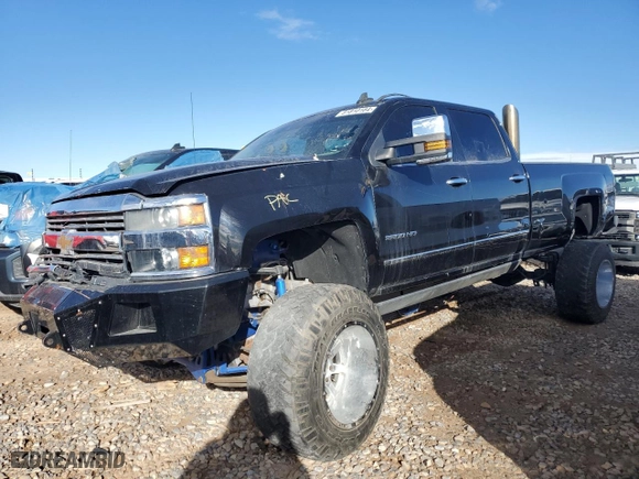 2015 Chevrolet Silverado 3500HD LTZ with VIN 1GC4K0E83FF591845, listed as a Copart auction lot 81810164 with 50,608 mi miles and Salvage Title. Bid and sale history available at carsss.com. Image 1.