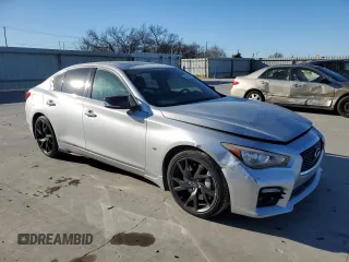2014 Infiniti Q50 Sport with VIN JN1BV7AP0EM689376, listed as a Copart auction lot 42534115 with 112,187 mi miles and Salvage Title. Bid and sale history available at DreamBid. Image 4.
