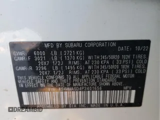 2023 Subaru Ascent Limited z VIN 4S4WMASD4P3401656, wystawiony jako Copart lot #41829815 z przebiegiem Nie podano mil oraz Nie do naprawy • Non repairable. Historia ofert i sprzedaży dostępna na DreamBid. Obrazek 16.