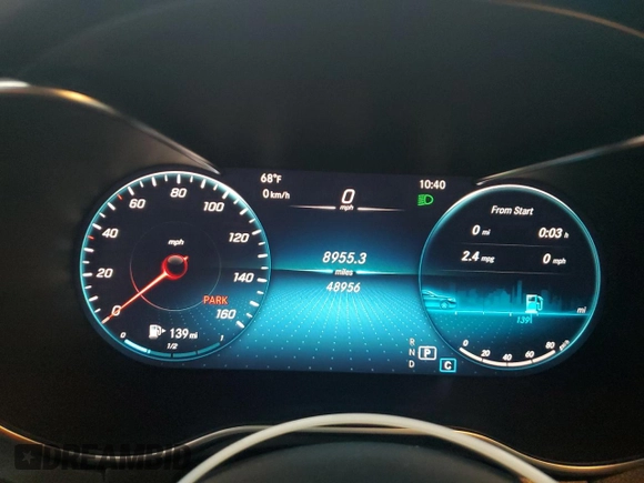 2021 Mercedes-Benz C 300 with VIN W1KWF8EBXMR636515, listed as a Copart auction lot 55797345 with 48,956 mi miles and Salvage title. Bid and sale history available at DreamBid. Image 9.