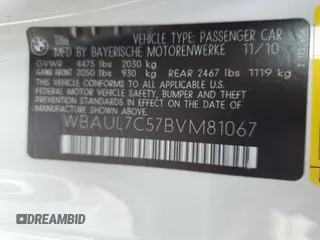 2011 BMW 1 Series 128i with VIN WBAUL7C57BVM81067, listed as a Copart auction lot 74575254 with 47,429 mi miles and Non Repairable. Bid and sale history available at carsss.com. Image 13.