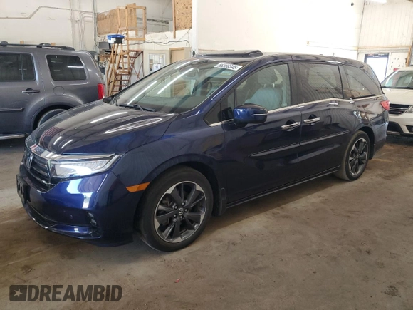 2022 Honda Odyssey Elite z VIN 5FNRL6H97NB011977, wystawiony jako Copart lot #56356345 z przebiegiem 58 803 mil mil oraz Szkoda całkowita • Salvage title. Historia ofert i sprzedaży dostępna na DreamBid. Obrazek 1.