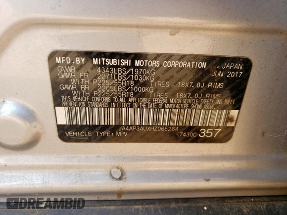 2017 Mitsubishi Outlander ES z VIN JA4AP3AUXHZ065264, wystawiony jako Copart lot #62930545 z przebiegiem 242 011 mil mil oraz Szkoda całkowita • Salvage title. Historia ofert i sprzedaży dostępna na DreamBid. Obrazek 13.