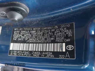 2010 Toyota Prius II with VIN JTDKN3DU8A0212722, listed as a IAAI auction lot 41885429 with 196,645 mi miles. Bid and sale history available at carsss.com. Image 9.