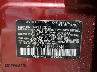 2015 Subaru Forester Premium with VIN JF2SJADC0FH458844, listed as a Copart auction lot 50400425 with 129,643 mi miles and Salvage Title. Bid and sale history available at DreamBid. Image 14.