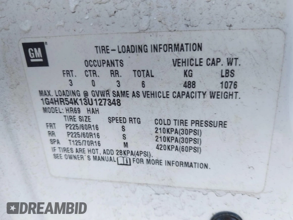 2003 Buick LeSabre Limited с VIN 1G4HR54K13U127348, выставлен на аукционе IAAI как лот 41894305 с пробегом 171 529 миль миль и . История ставок и продаж доступна на DreamBid. Изображение 9.