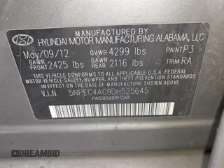 2013 Hyundai Sonata Limited with VIN 5NPEC4AC9DH525645, listed as a IAAI auction lot 42037718 with 248,840 mi miles and . Bid and sale history available at DreamBid. Image 9.