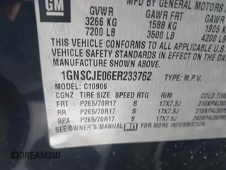 2014 Chevrolet Suburban LT with VIN 1GNSCJE06ER233762, listed as a IAAI auction lot 41515686 with 125,442 mi miles. Bid and sale history available at carsss.com. Image 9.