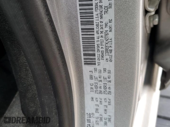 2020 Ram 1500 Big Horn with VIN 1C6RREBTXLN277674, listed as a Copart auction lot 42813315 with 123,078 mi miles and Salvage Title. Bid and sale history available at carsss.com. Image 12.